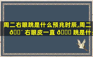 周二右眼跳是什么预兆时辰,周二 🌴 右眼皮一直 🐒 跳是什么意思
